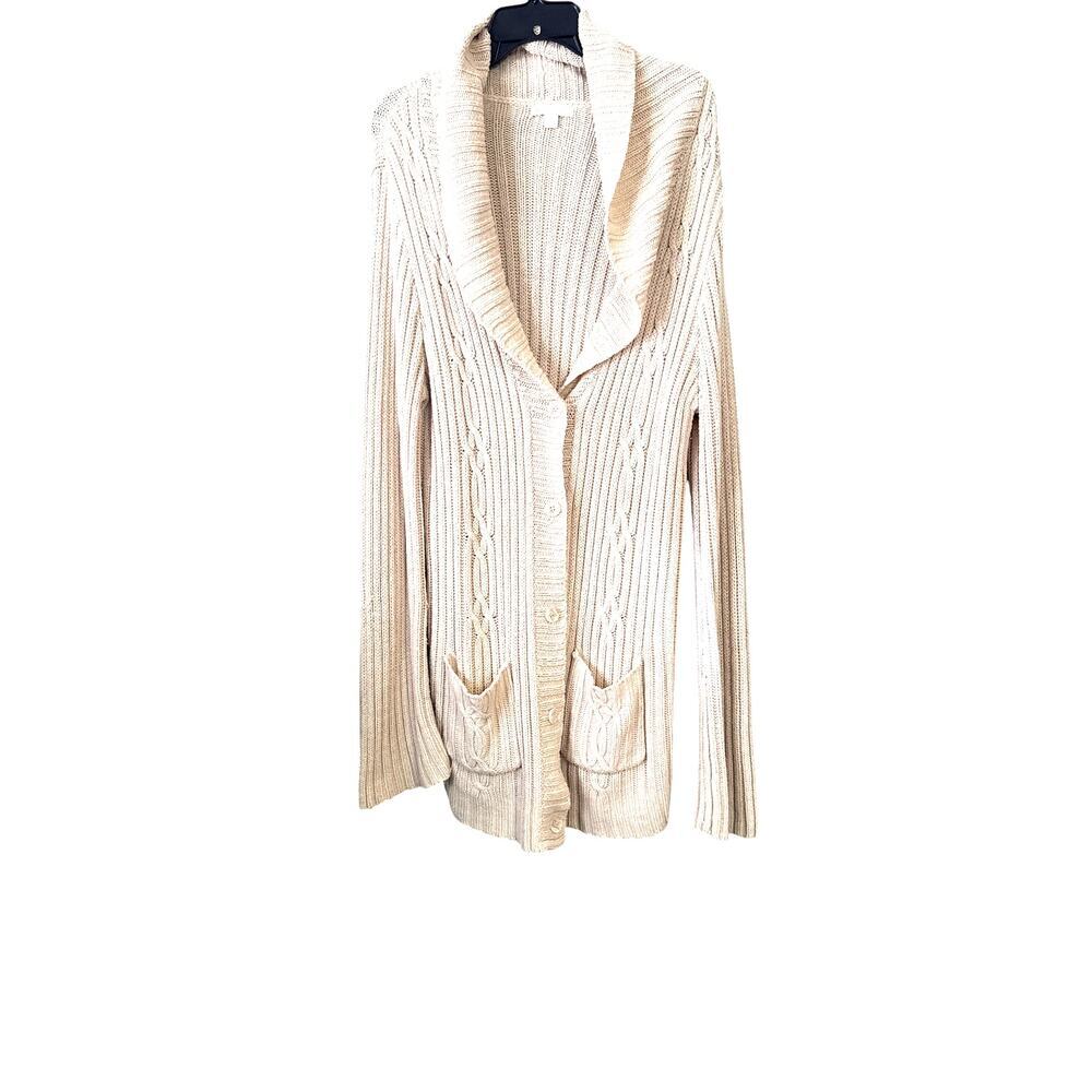 New York & Company Cream Button Up Sweater XL